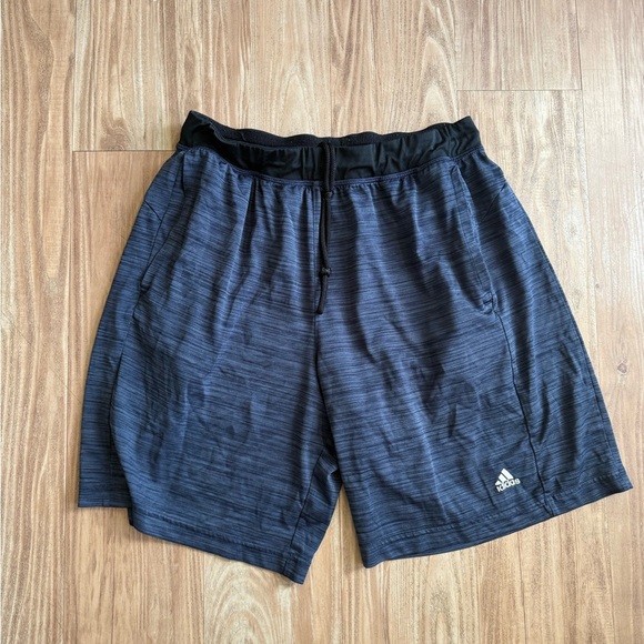 Adidas Men's Charcoal Gray/Blue Athletic Shorts - Picture 2 of 5